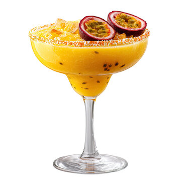Passion Fruit Margarita Cocktail on Transparent Background