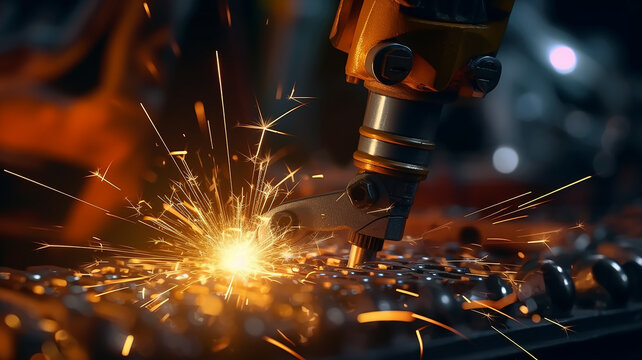 welding plasma cutting of metal, spark parts.