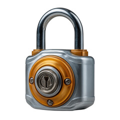 Silver padlock isolated on transparent background