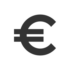 Black silhouette of a euro sign – simple vector icon representing currency, finance, banking, and international trade. Perfect for economic, fintech, or global business projects.