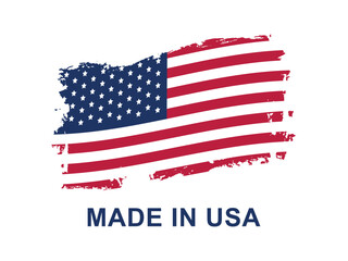 Grunge USA Flag with Made in USA Text . Patriotic Branding Vector