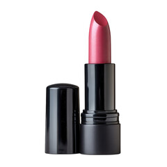 Open tube of red lipstick isolated on white