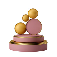 Pink and gold podium isolated on white background