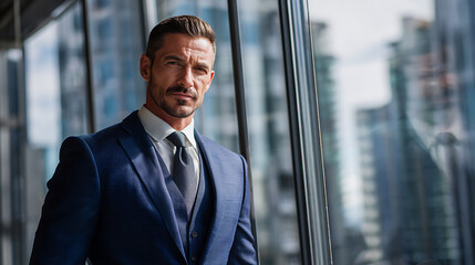 Confident Businessman in Modern Office Building