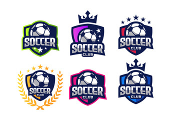 Obraz premium Football soccer emblem logo template design set collection