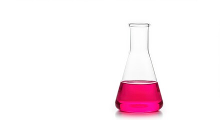 Erlenmeyer Flask with Pink Liquid | Scientific Lab Equipment for Chemistry and Research