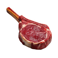Raw tomahawk steak isolated on white background