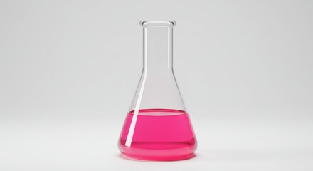 Erlenmeyer Flask with Pink Liquid | Scientific Laboratory Equipment for Chemistry Research, Medical Testing, and Educational Experiments