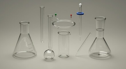 Laboratory Glassware Set | Assortment of Beakers, Test Tubes and Measuring Devices for Scientific Research and Experimentation