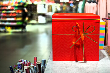 large gift box. Boxing Day. getting ready for Christmas