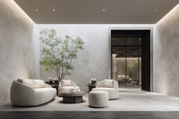 serene minimalist interior featuring cozy spaces elegant furniture and luxurious materials