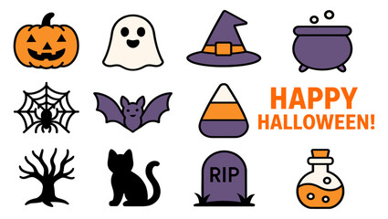 Happy HalloweenSpooky Halloween Icons Free Downloadable Cute & Creepy Illustrations for Autumn Holidays
