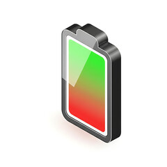 Isometric Battery Icon: A battery icon with a gradient from red to green symbolizing the energy level.