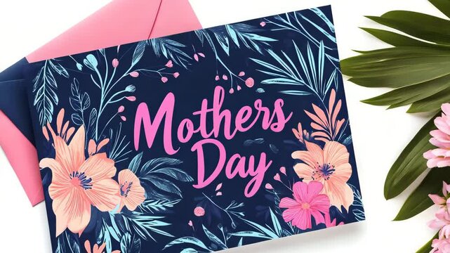 Decorative note card set gift with envelope bundle and a vibrant text "Mothers Day"