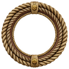 Brown nautical rope frame isolated on transparent background