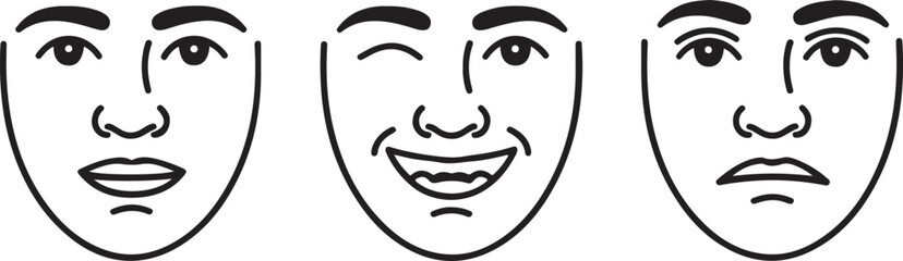 Winking Human Face with Expressive and Friendly Emotion