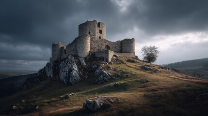 Ancient castle ruins on a hill