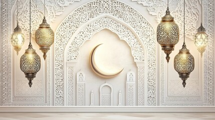 Ornate Islamic-style interior with lanterns