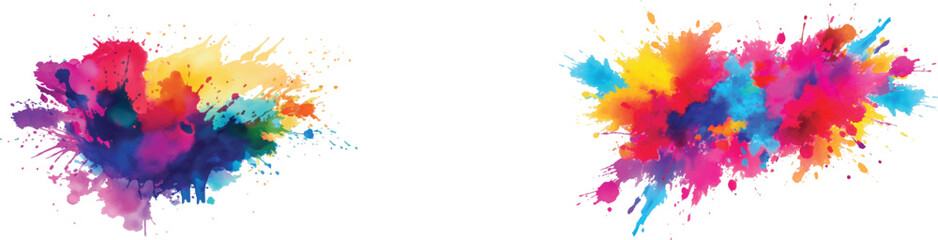 A Bright, Stunning Watercolor Painting of Abstract Stains and Splashes in Rich, Vibrant Colors, Enhanced by Bold Brush Strokes on a Pure White Background for a Contemporary Look.
