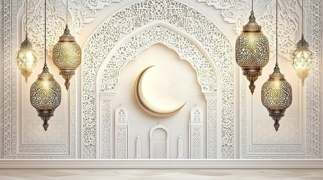 Ornate Islamic-style interior with lanterns