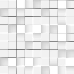 3d seamless cubes pattern. White ceramic tile background. Abstract square mosaic.