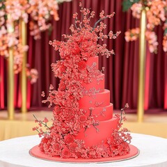 Ornate tiered wedding cake