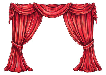 Red stage drapes theater