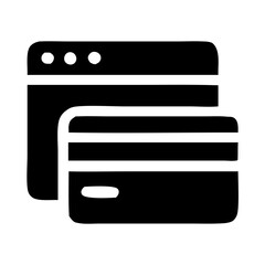 Black Glyph Style Credit Card Payment Online Transaction Icon Symbol