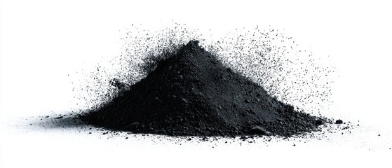 The black powder mound creating a striking abstract visual effect.