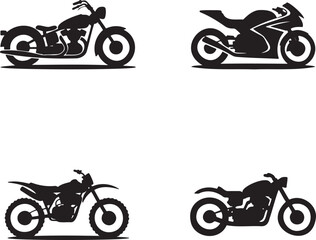 Fototapeta premium Set of Motorbike silhouette vector illustration isolated On Transparent Background