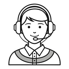 Obraz premium Friendly person wearing headset and smiling with microphone silhouette