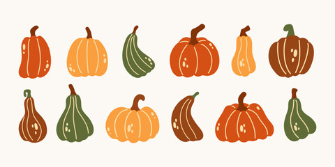 Hand draw pumpkin different set.