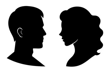 Man and Woman Silhouette, Profile, Face to Face
