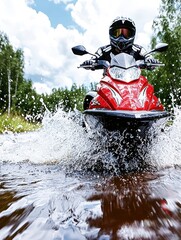 Naklejka premium Thrilling Water Scooter Ride Adventure on the River