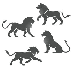 lion silhouette set
