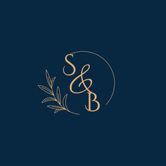 SB Initial Wedding Monogram Logo with Minimalistic Style