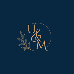 UM Initial Wedding Monogram Logo with Minimalistic Style