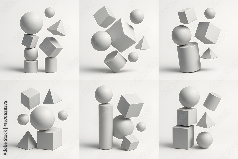 Fototapete geometric forms: a curated selection of geometric forms floating in perfect balance, showcases the b