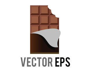 Brown block of dark chocolate bar icon with black packaging