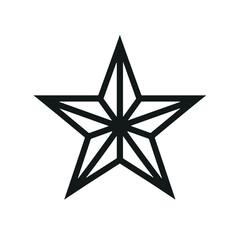 Minimalistic black star illustration with geometric shapes and lines  