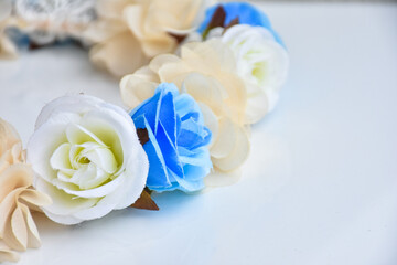 closeup rose bouquet on white background