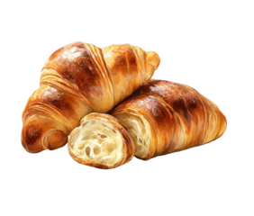 Croissants, pastries, closeup