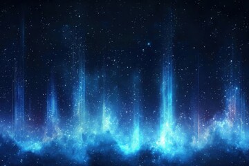 Observe night sky, luminous pillars rise Through nebula with Star field