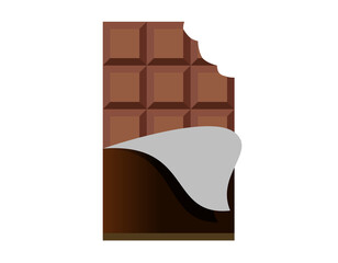 Brown block of dark chocolate bar icon with black packaging