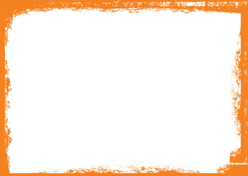 Halloween white template banner background with grunge orange border