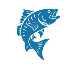 Fototapeta premium Monochrome Fish Icon for Seafood Restaurant Menu On White Background