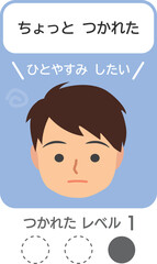 疲れを示す絵カード-つかれたレベル1