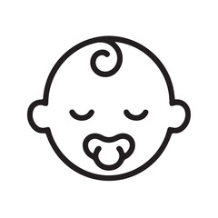 Obraz premium Baby Face Icon Black Line Art Sleeping Pacifier vector