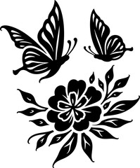 Fototapeta premium Butterflies, Floral, Tattoo Flower, design vector 