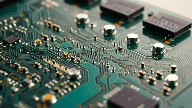 Close-up view of a circuit board showcasing intricate electronic components and connections